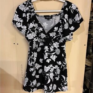 Lilly Morgan Black and White Floral Blouse Babydoll